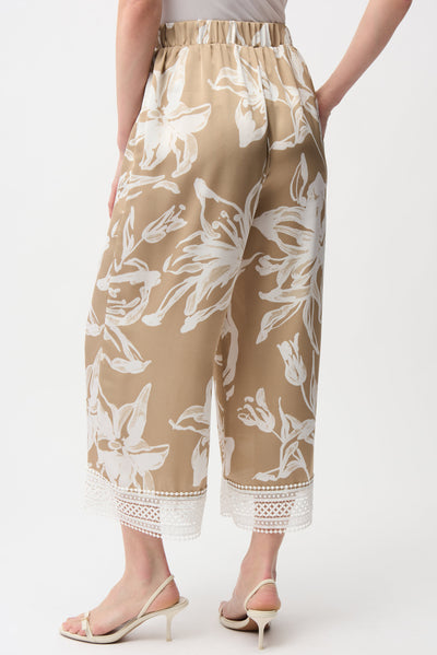 Recycled Satin Floral Print Pull-On Culotte Pants Joseph Ribkoff