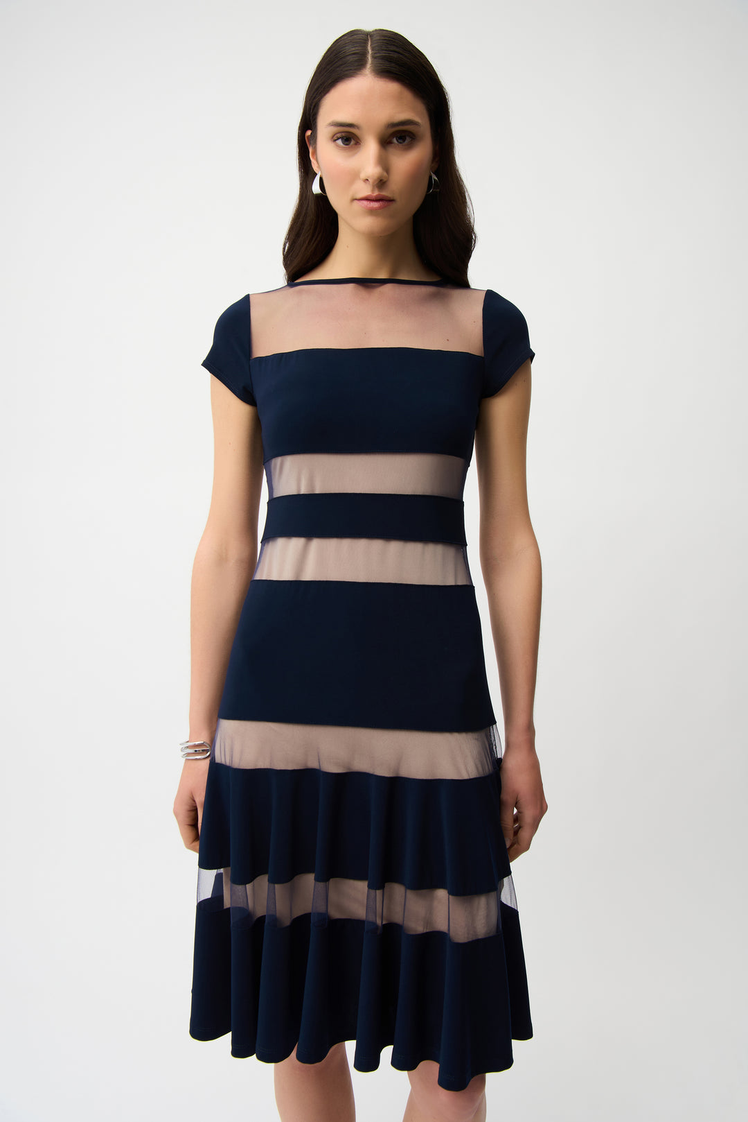 Joseph Ribkoff Silky Knit Fit and Flare Dress With Mesh Inserts 261050 Dream Pants Joseph Ribkoff Silky Knit Fit and Flare Dress With Mesh Inserts 261050 Dream Pants