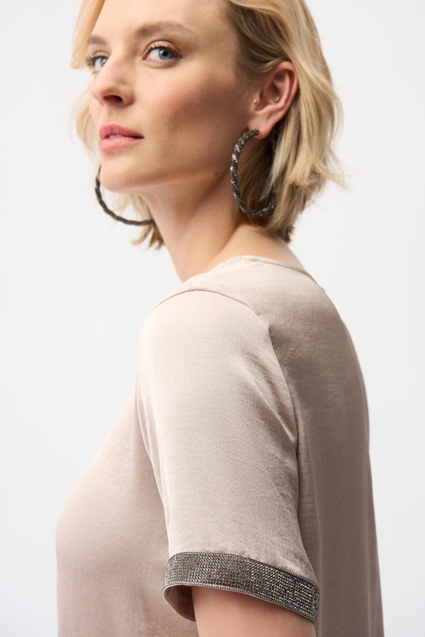 Recycled Satin Top With Rhinestones detail Joseph Ribkoff