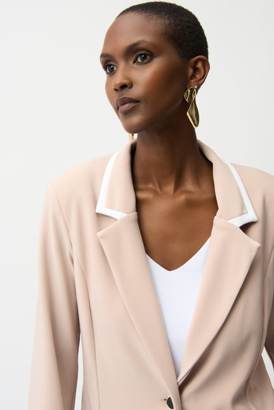 Silky Knit Fittted Blazer With Contrast Piping Joseph Ribkoff