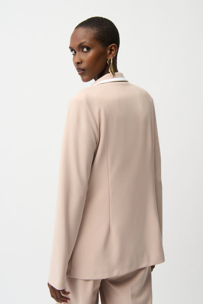 Silky Knit Fittted Blazer With Contrast Piping Joseph Ribkoff