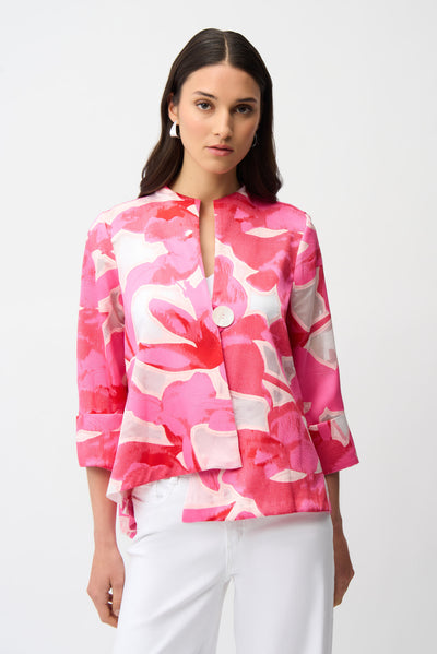 Novelty Jacquard Floral Print Swing Jacket Joseph Ribkoff