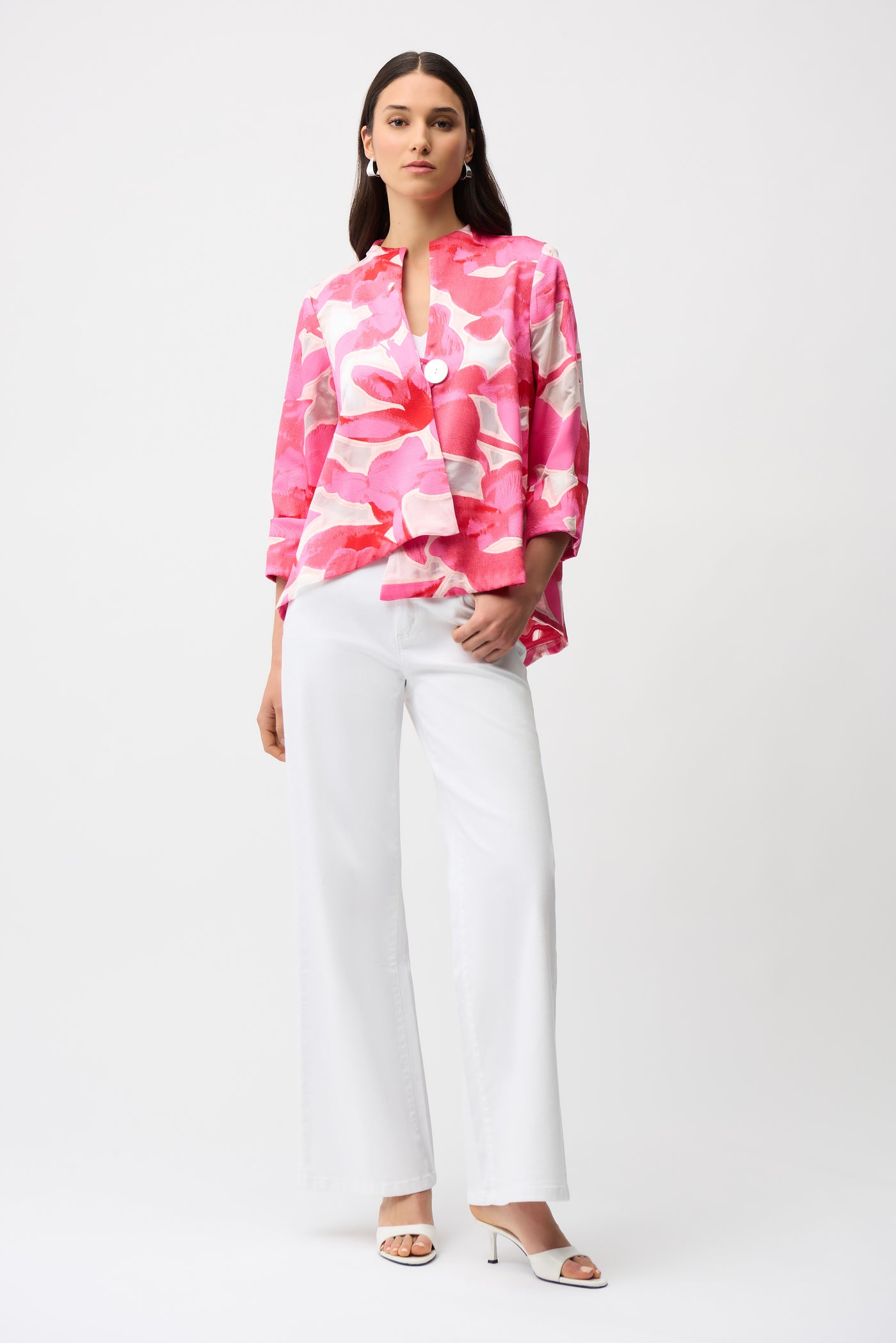 Novelty Jacquard Floral Print Swing Jacket Joseph Ribkoff