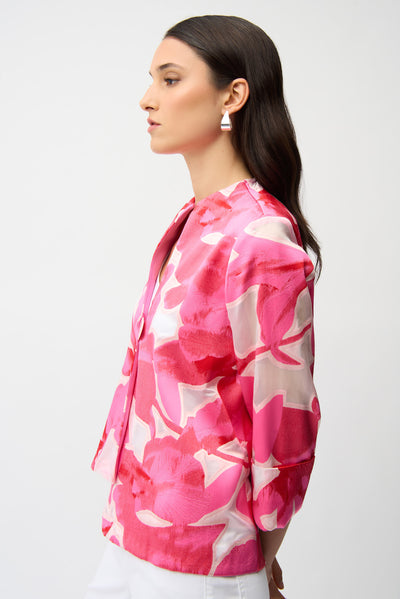 Novelty Jacquard Floral Print Swing Jacket Joseph Ribkoff