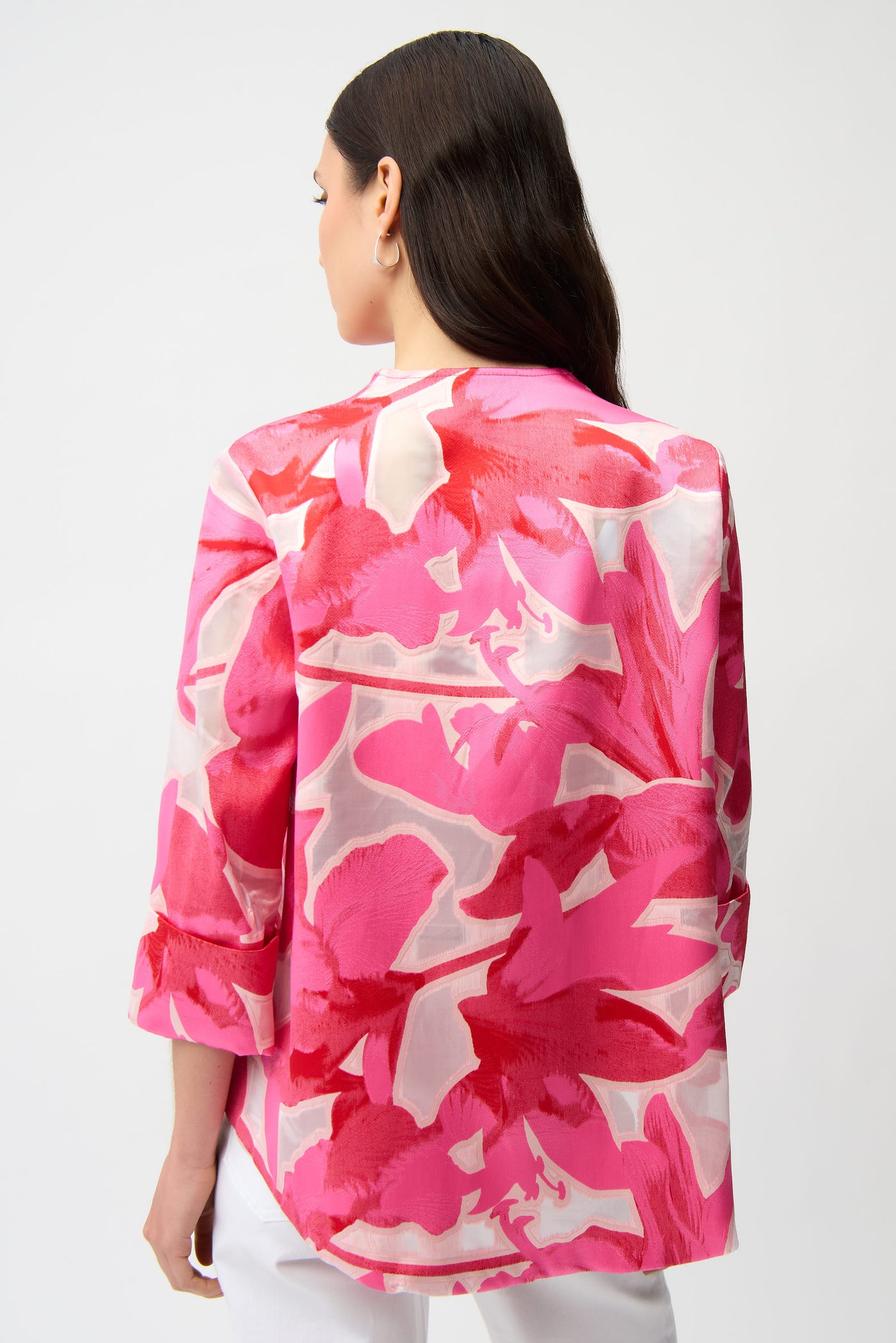Novelty Jacquard Floral Print Swing Jacket Joseph Ribkoff