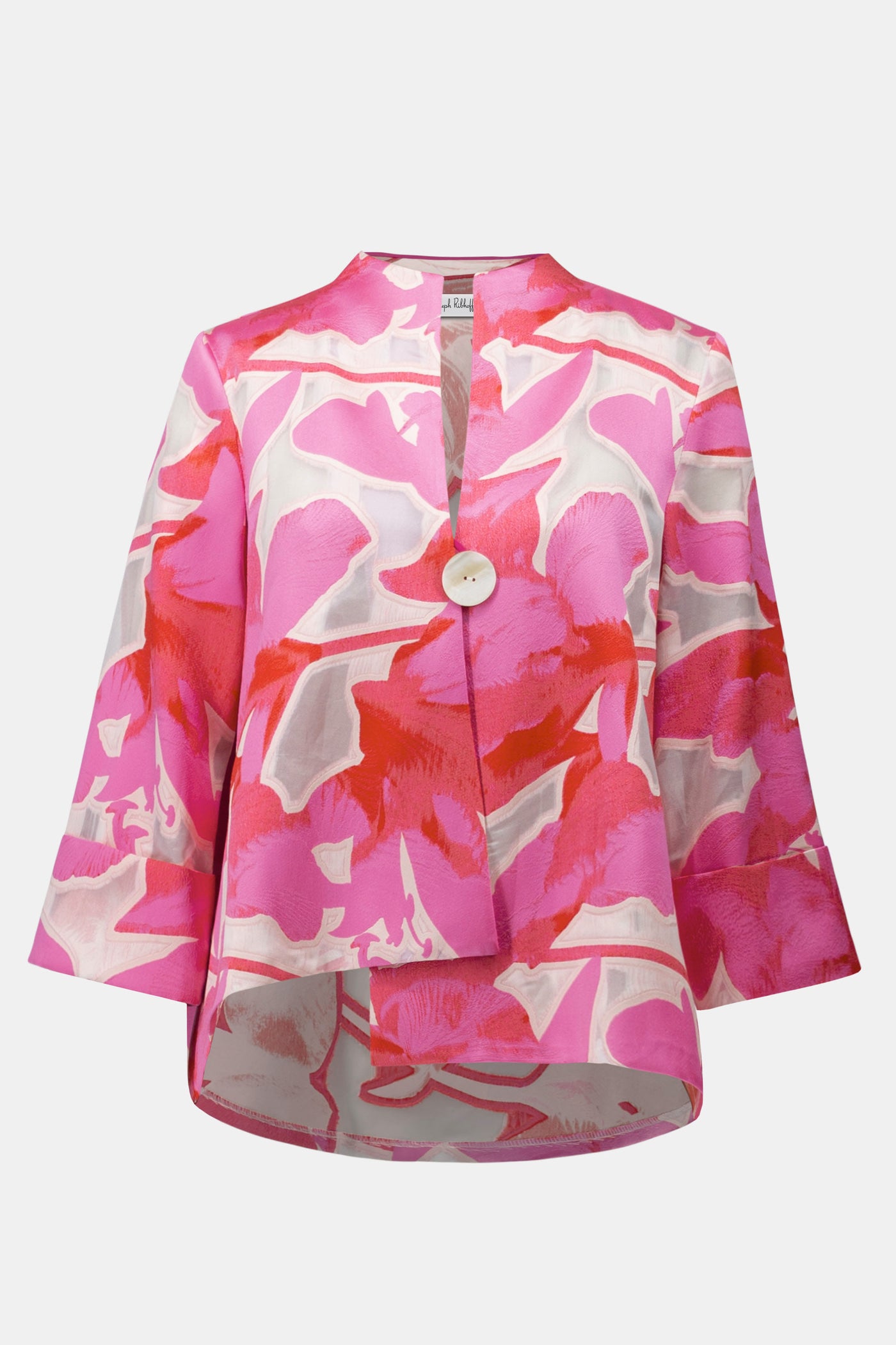Novelty Jacquard Floral Print Swing Jacket Joseph Ribkoff