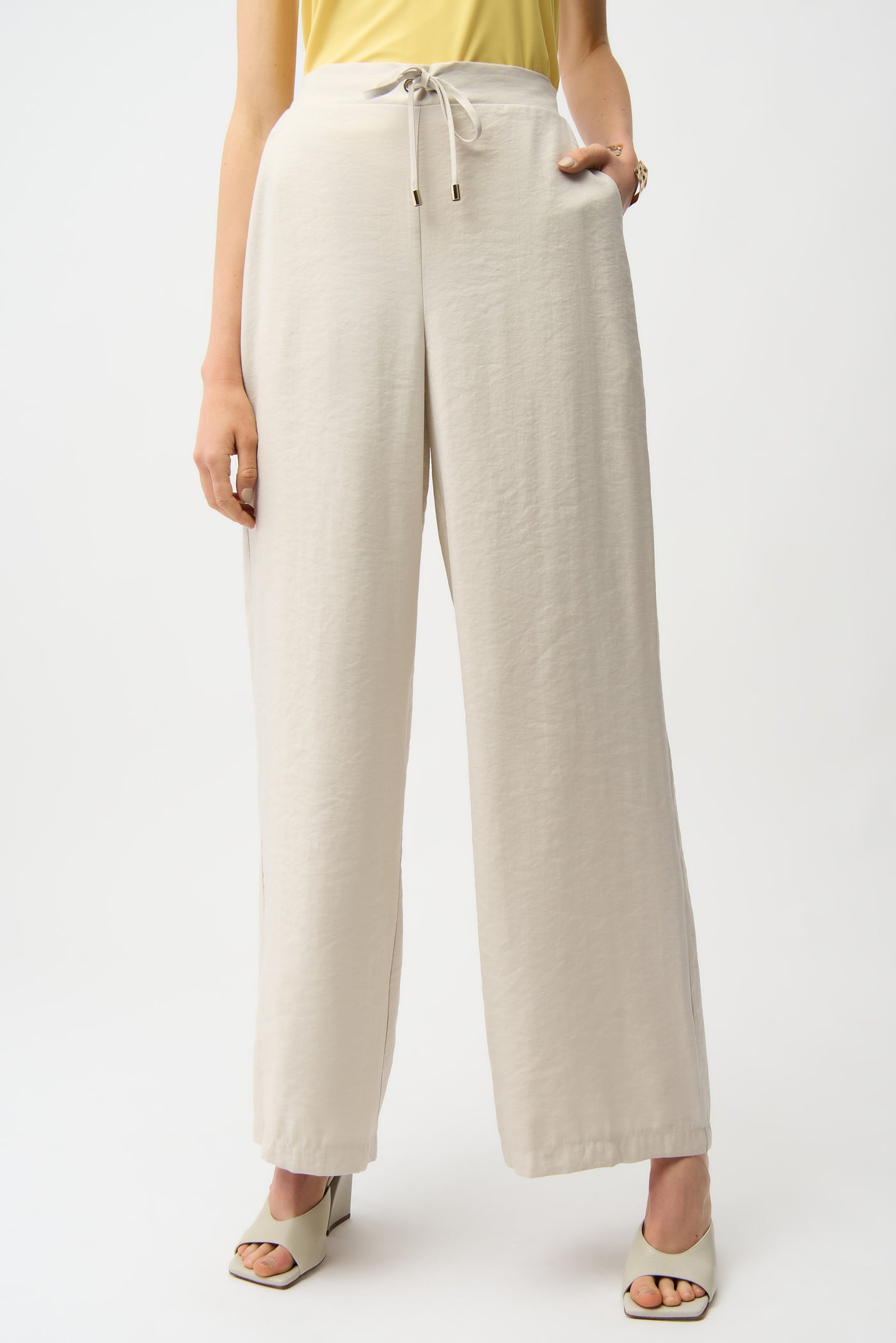 Recycled Textured Woven Wide Leg Pull-On Pants Joseph Ribkoff