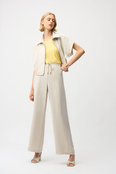 Recycled Textured Woven Wide Leg Pull-On Pants Joseph Ribkoff