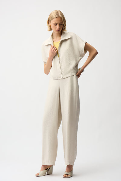 Recycled Textured Woven Boxy Jacket With Zipper Front Joseph Ribkoff