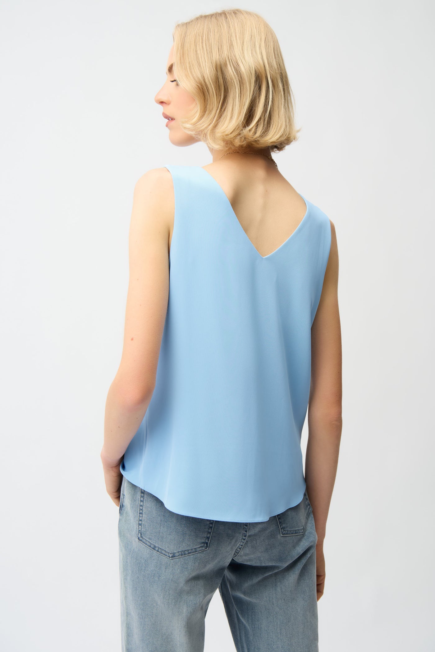 Woven Twill Sleeveless Straight Top With V-neckline Joseph Ribkoff