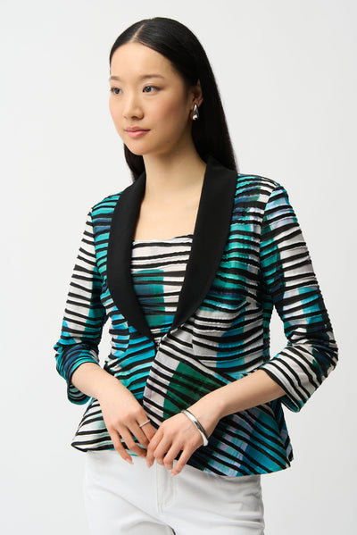 Cascade Knit Geometric Print Peplum Jacket and Camisole Set Joseph Ribkoff