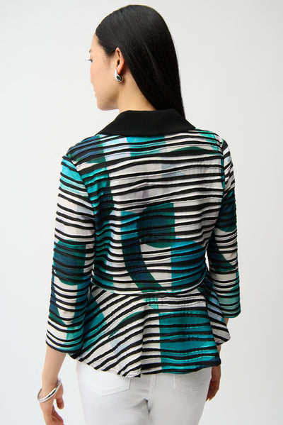 Cascade Knit Geometric Print Peplum Jacket and Camisole Set Joseph Ribkoff