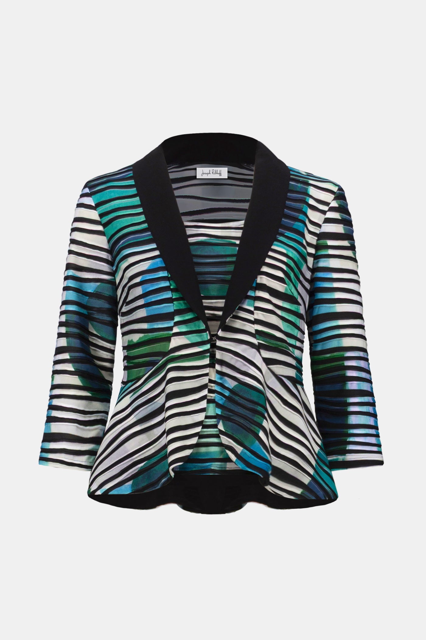 Cascade Knit Geometric Print Peplum Jacket and Camisole Set Joseph Ribkoff