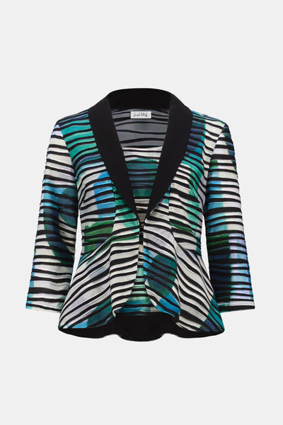 Cascade Knit Geometric Print Peplum Jacket and Camisole Set Joseph Ribkoff