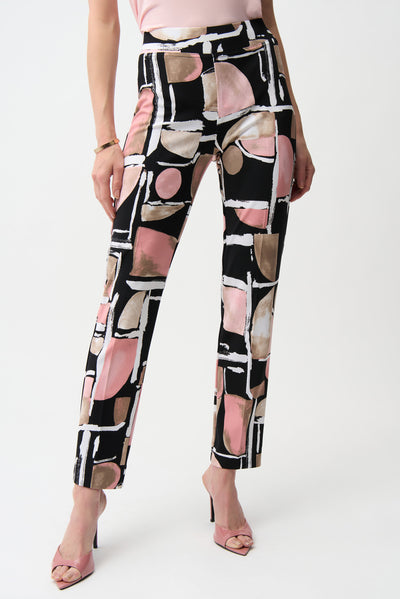 Silky Knit Abstract Print Straight Pull-On Pants Joseph Ribkoff