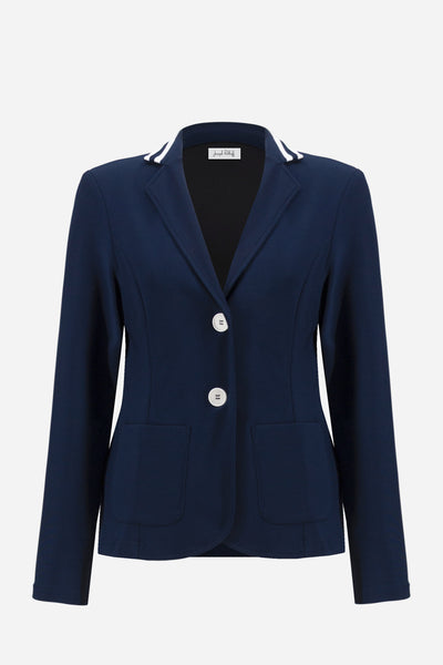 Silky Knit Fitted Blazer With Stripe Band Detail Joseph Ribkoff