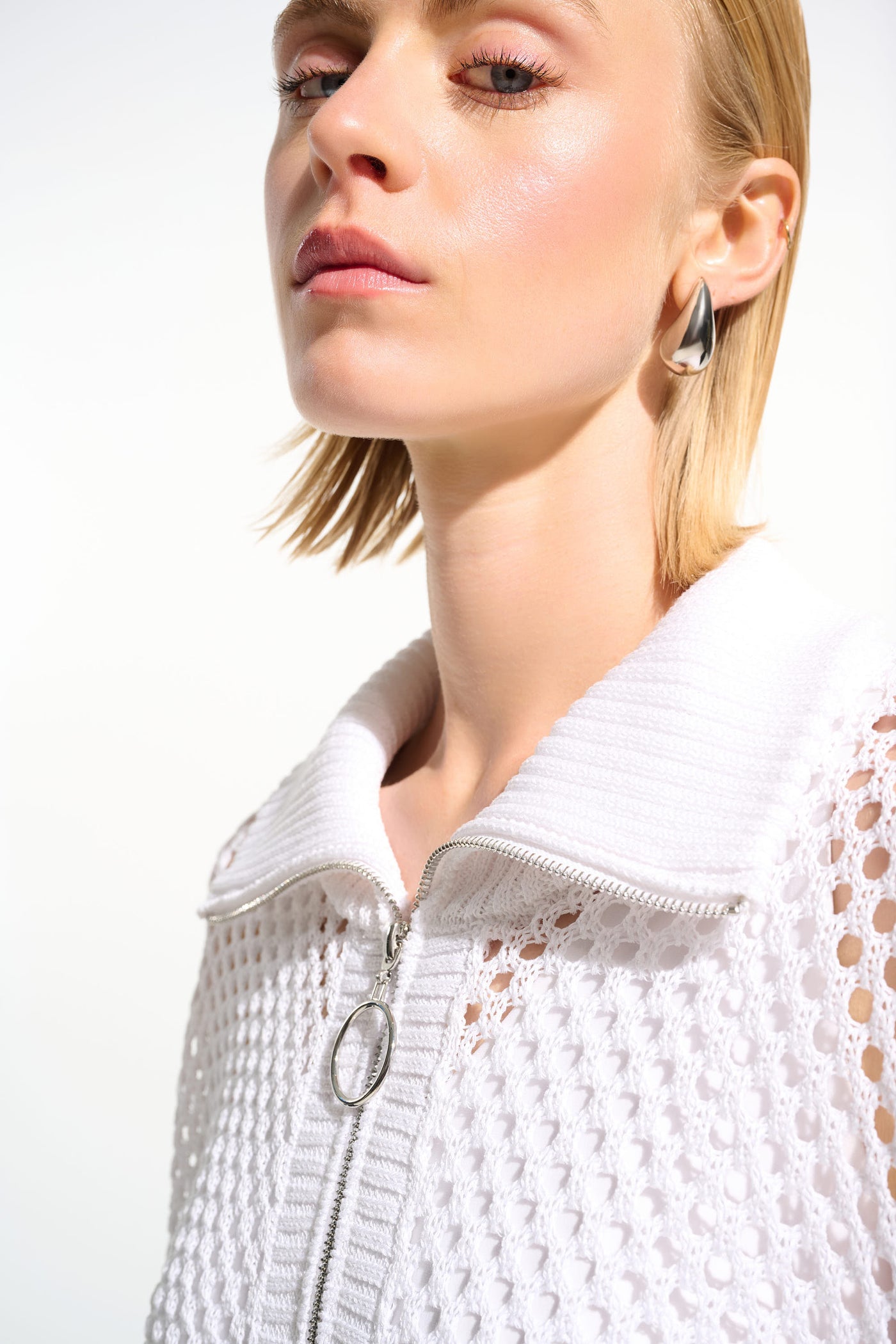 Vicscose Blend Boxy Sweater Knit With Zipped Neckline Joseph Ribkoff