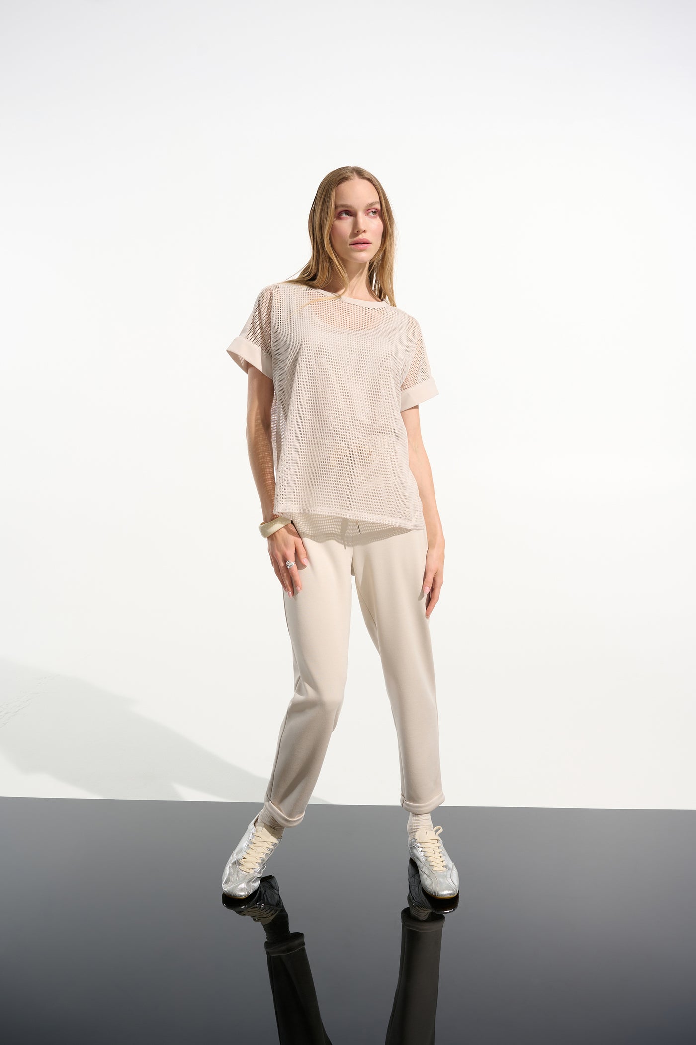 Silky Knit and Mesh Straight Top Joseph Ribkoff