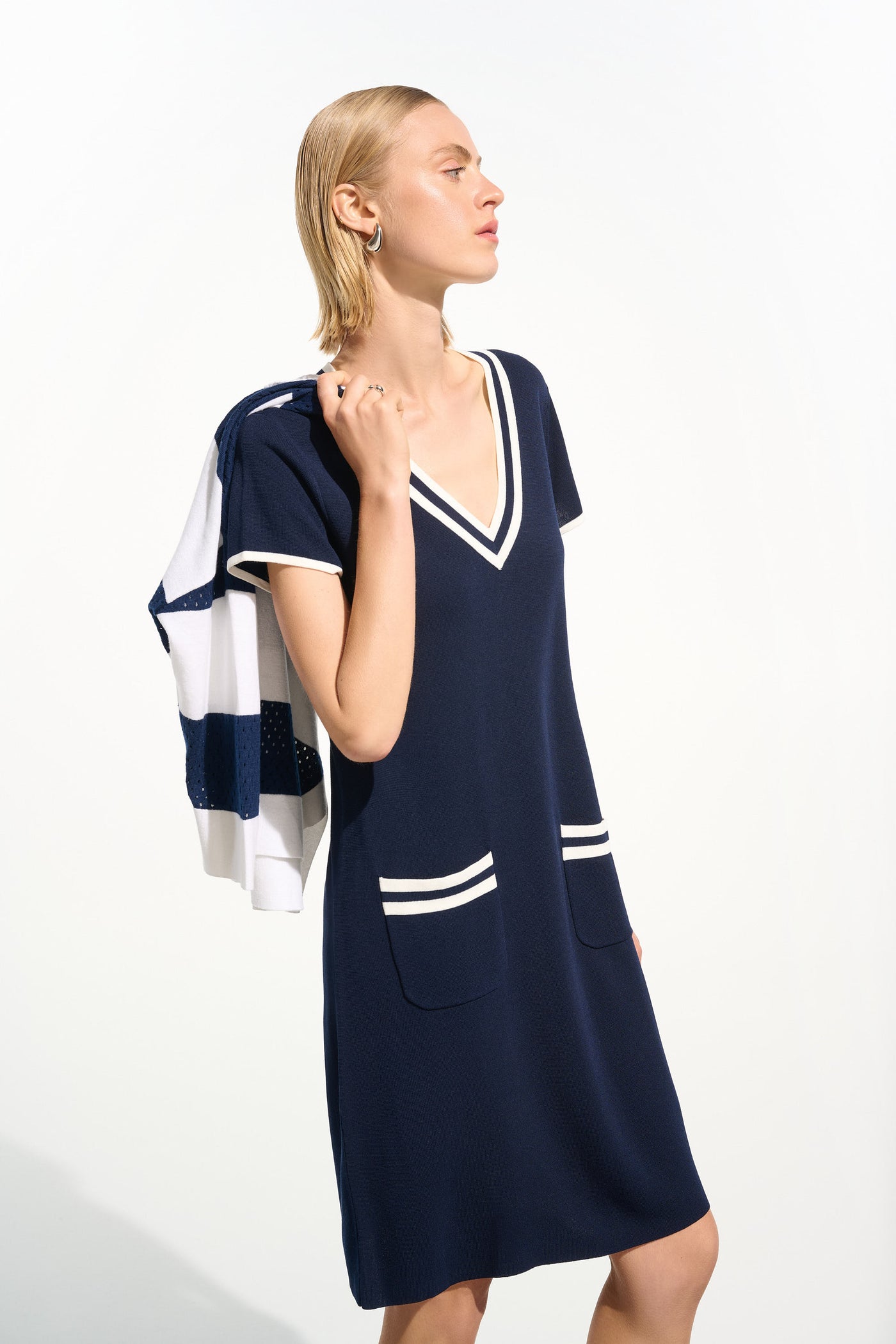 Viscose Knit A-Line Dress With Rib Trim Joseph Ribkoff