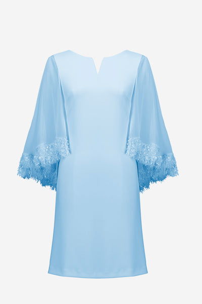 Silky Knit A-Line Dress With Chiffon Cape And Novelty Trim Joseph Ribkoff