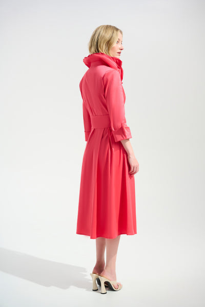 Stretch Taffeta Fit And Flare Dress With Lapel Collar Joseph Ribkoff