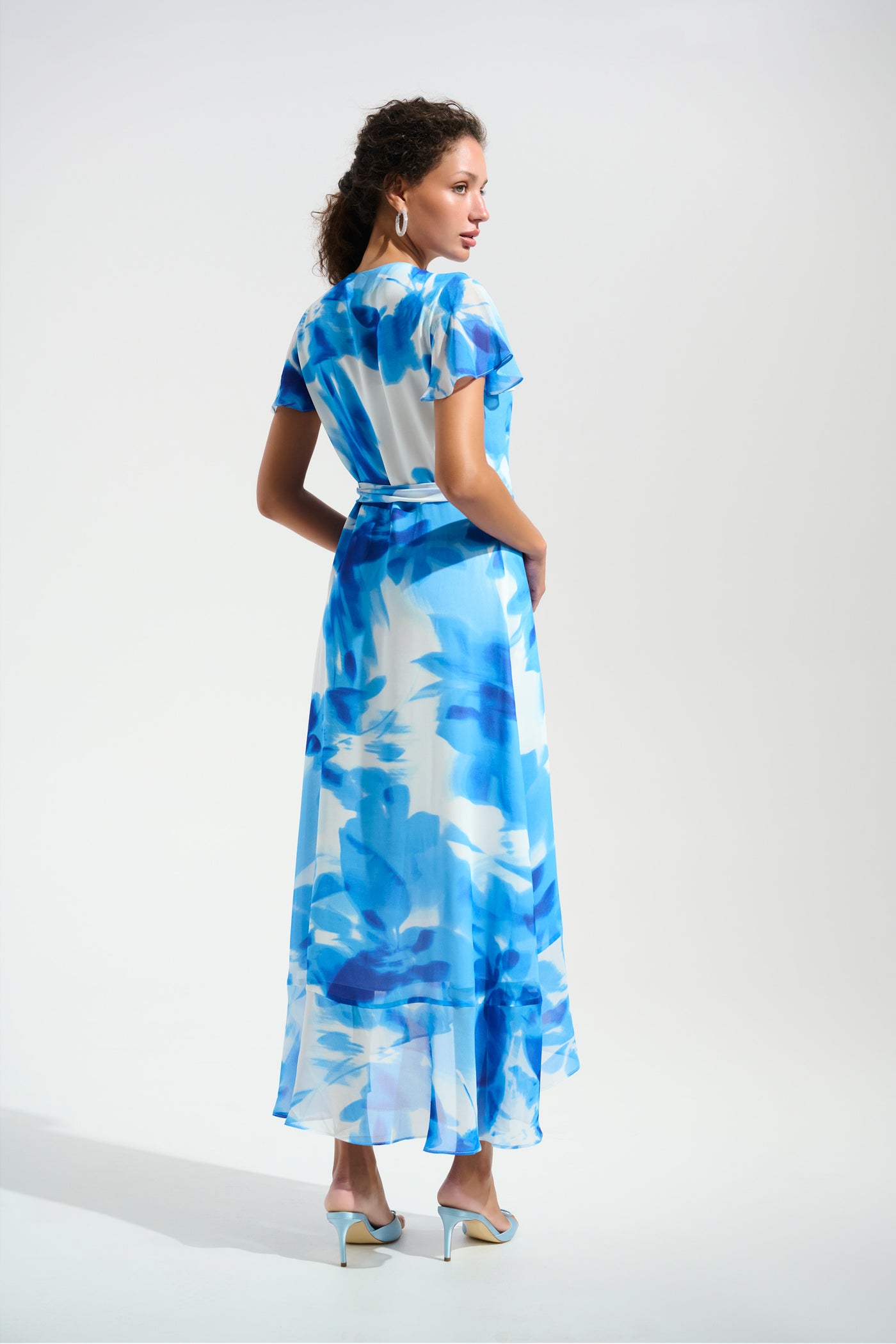 Chiffon Print Wrap Dress With Ruffle Detail Joseph Ribkoff