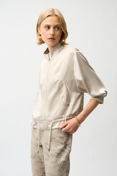 Satin Boxy Blouson Jacket With Drawstring Hem Joseph Ribkoff