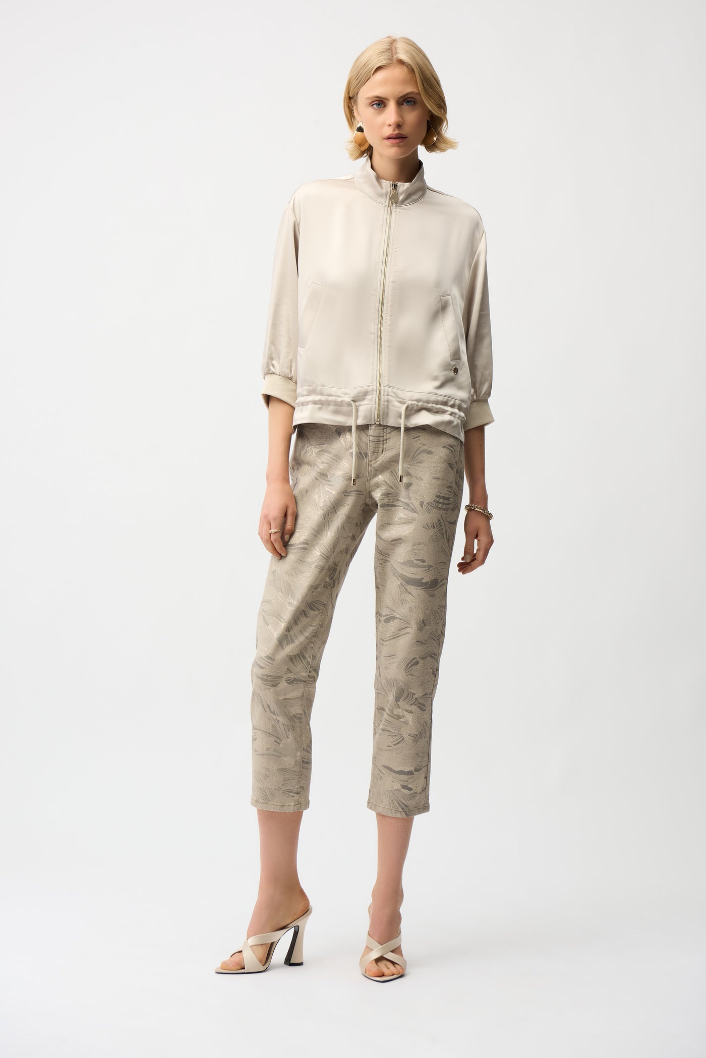 Satin Boxy Blouson Jacket With Drawstring Hem Joseph Ribkoff
