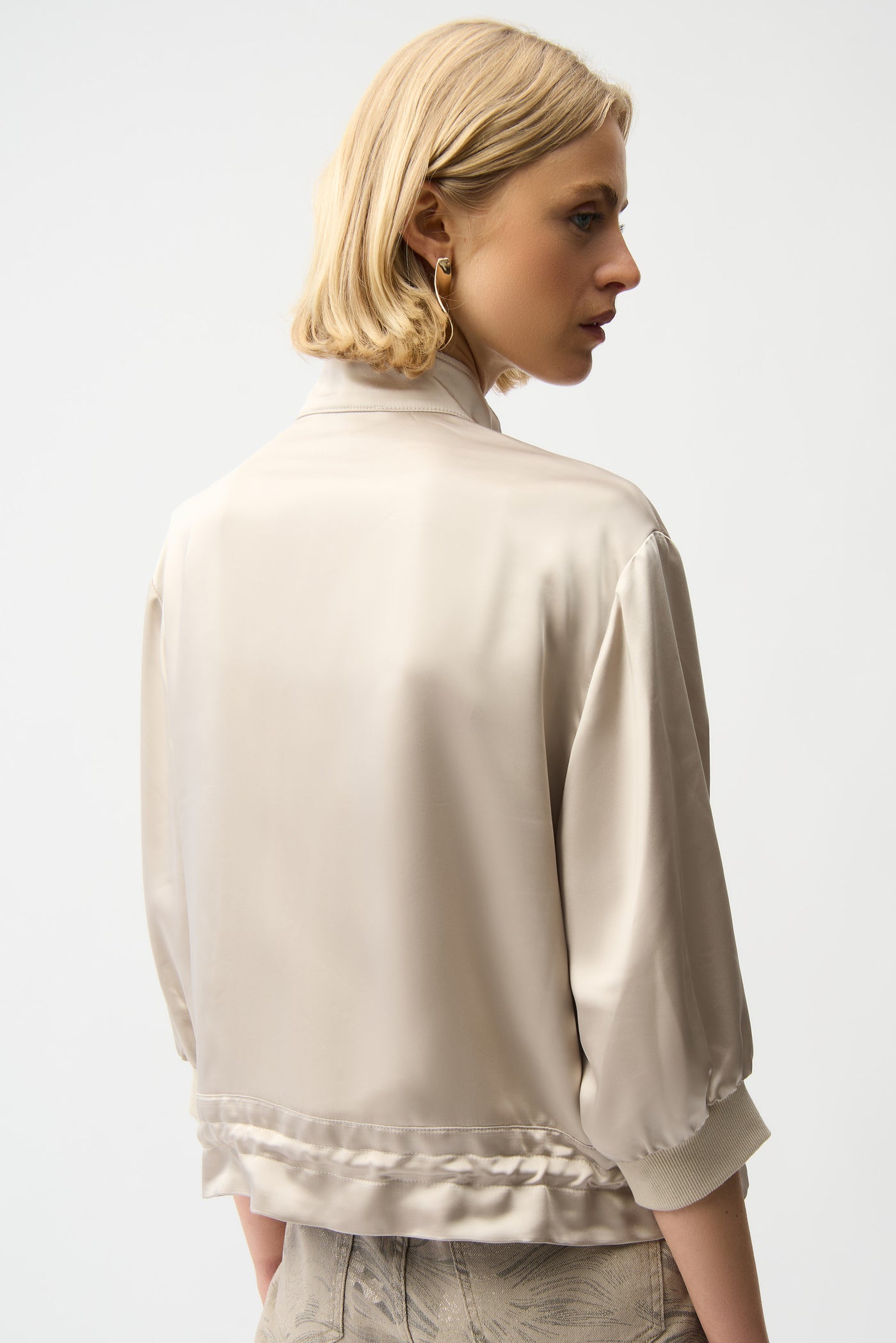 Satin Boxy Blouson Jacket With Drawstring Hem Joseph Ribkoff