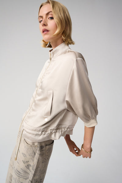 Satin Boxy Blouson Jacket With Drawstring Hem Joseph Ribkoff