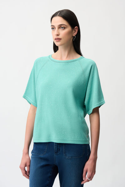 Sequins Yarn Short Sleeve Sweater Joseph Ribkoff