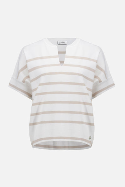 Viscose Blend Stripe Print Short Sleeve Sweater Joseph Ribkoff