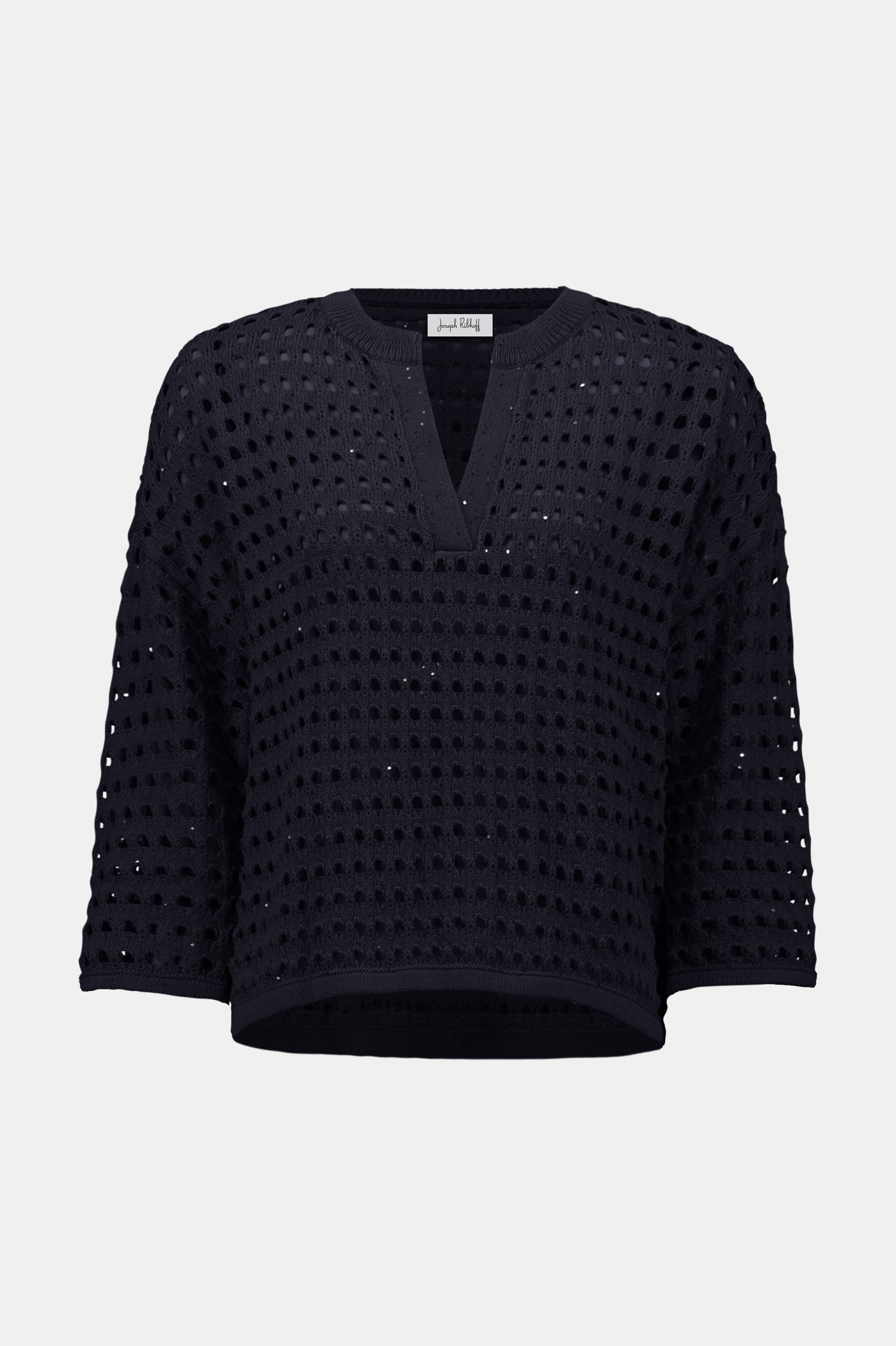 Cotton Blend Open Stitch Boxy Sweater Joseph Ribkoff