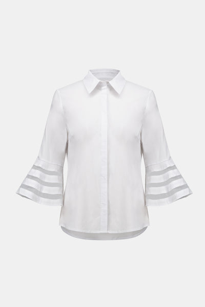 Stretch Poplin Straight Blouse with Organza Bell Sleeves Joseph Ribkoff