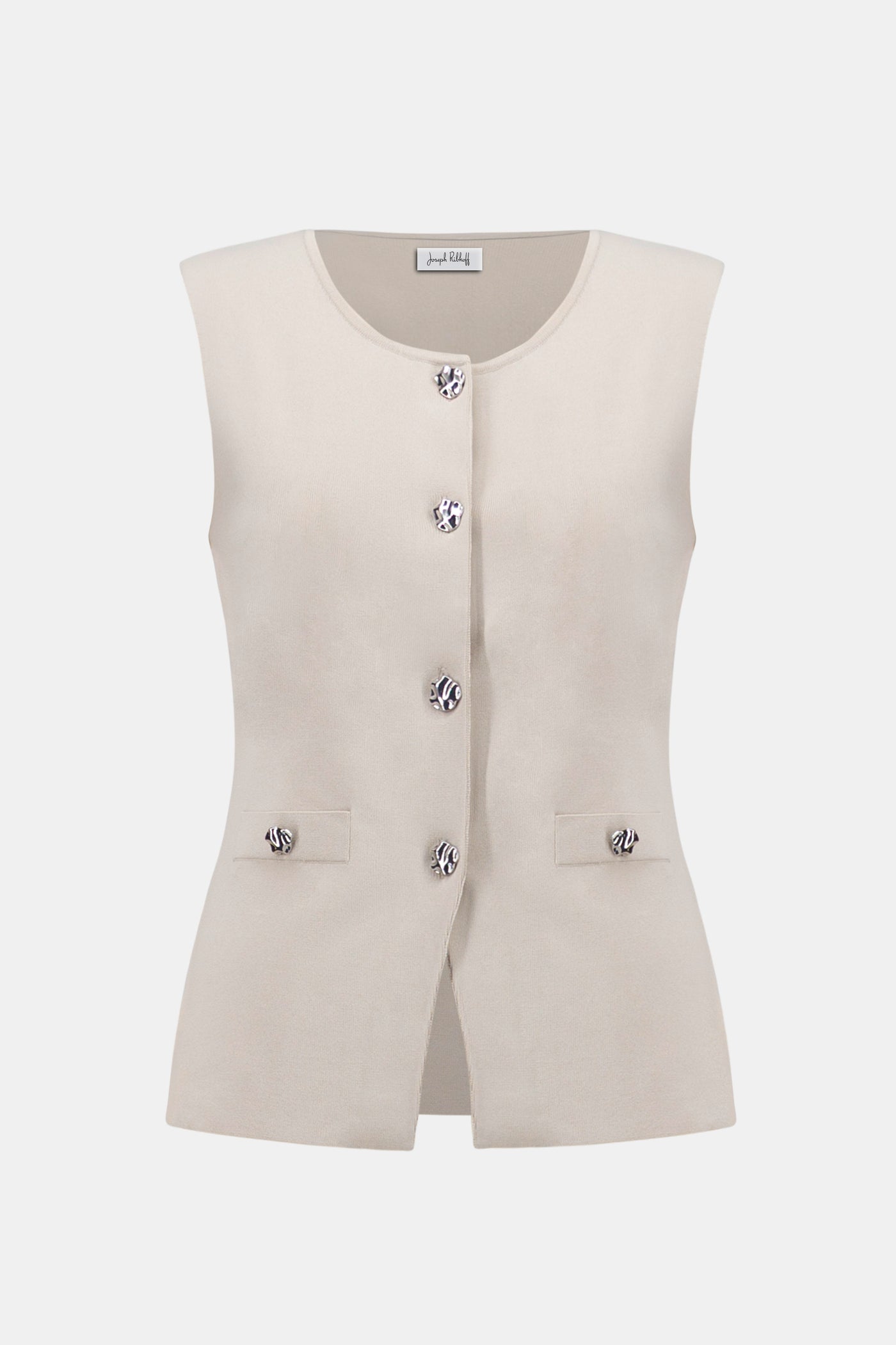 Viscose Blend Fitted Vest with Faux Welt Pockets Joseph Ribkoff
