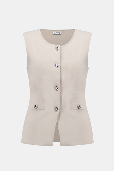 Viscose Blend Fitted Vest with Faux Welt Pockets Joseph Ribkoff