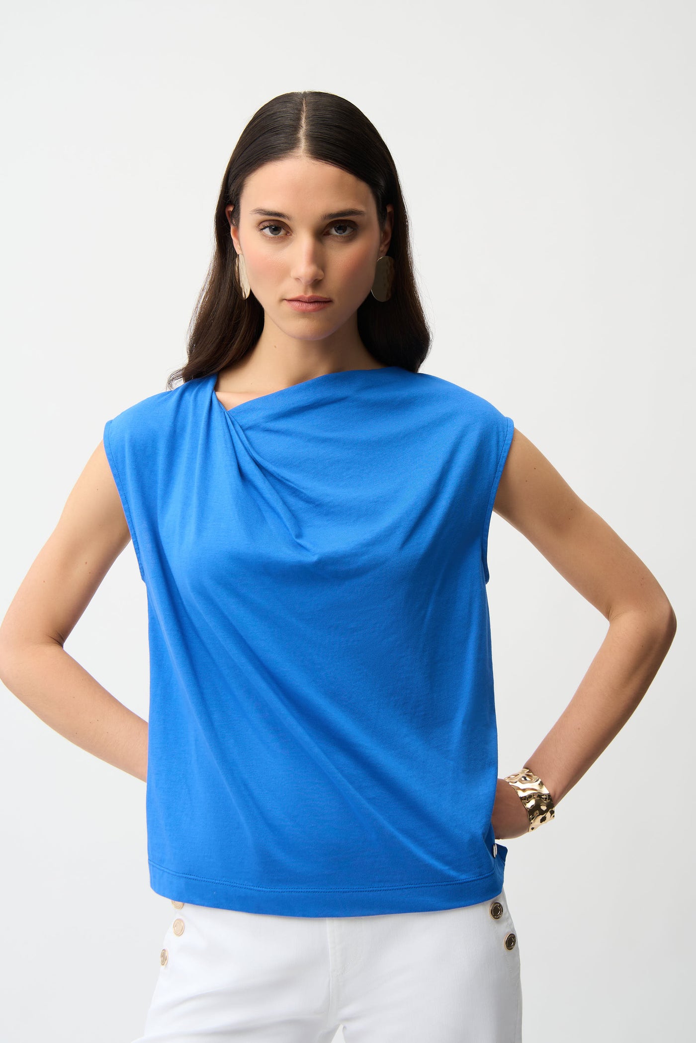 Cotton Top With Asymmetrical Collar Joseph Ribkoff