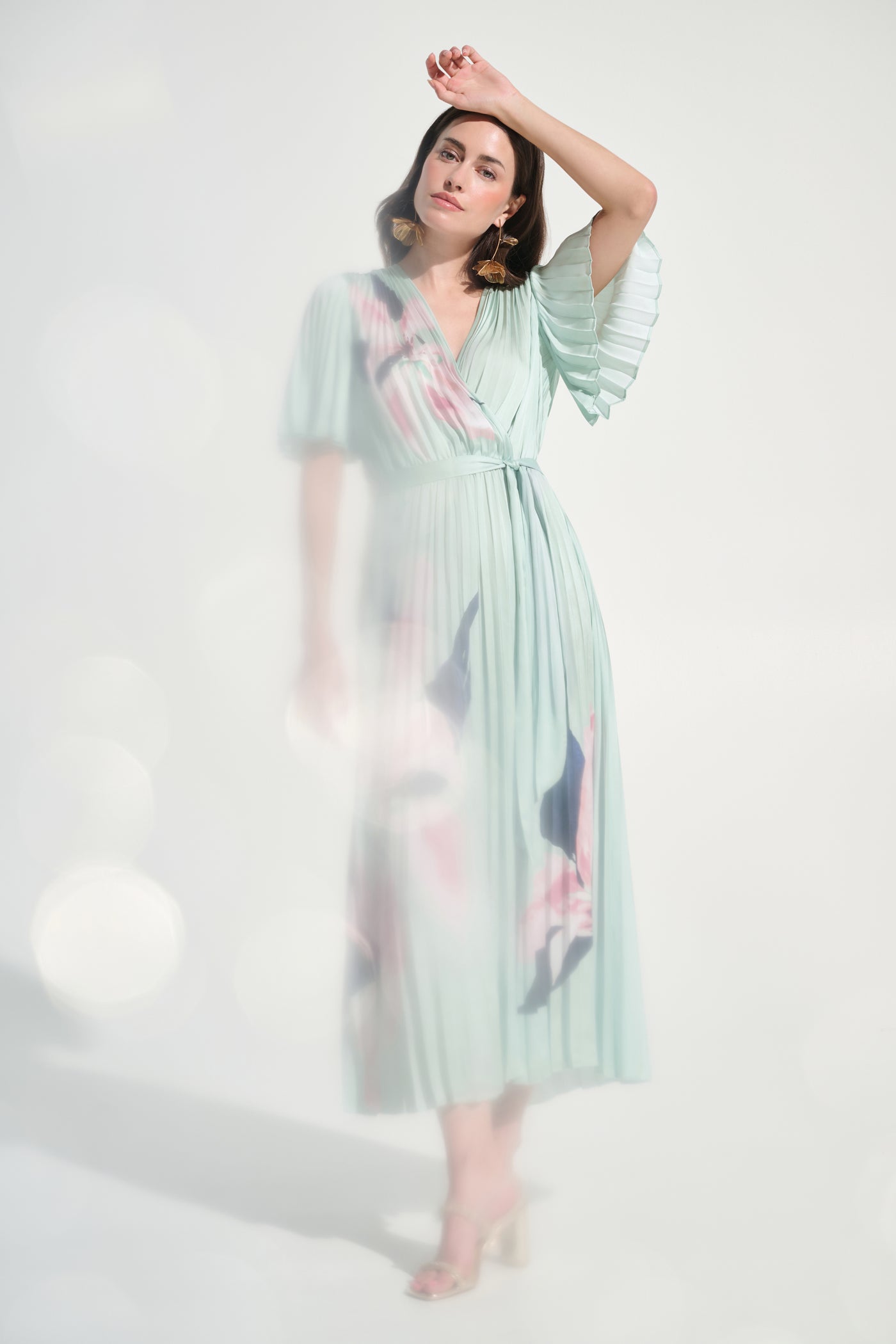 floral satin fit and flare dress Floral Satin Sweetheart Basque Waist Midi Fit And Flare Dress With Pockets