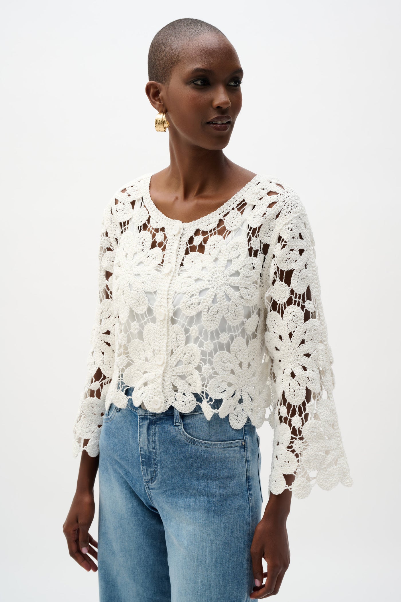 Joseph Ribkoff Crochet Boxy Cardigan 262958 – Dream Pants