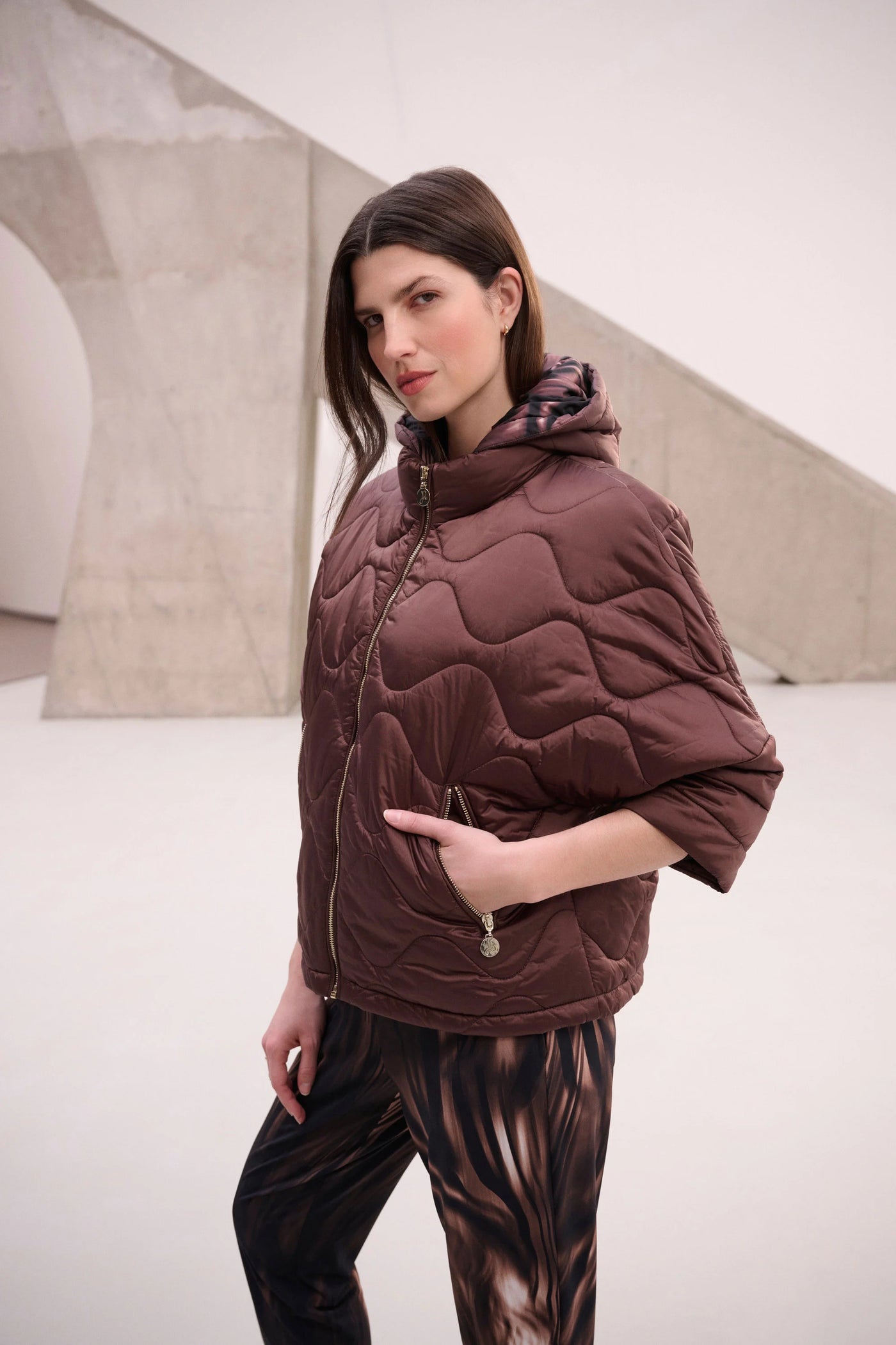 264604 - Hooded Quilted Cocoon Jacket | Joseph Ribkoff – Dream Pants