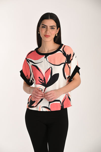 Coral Bloom Boxy Top Frank Lyman