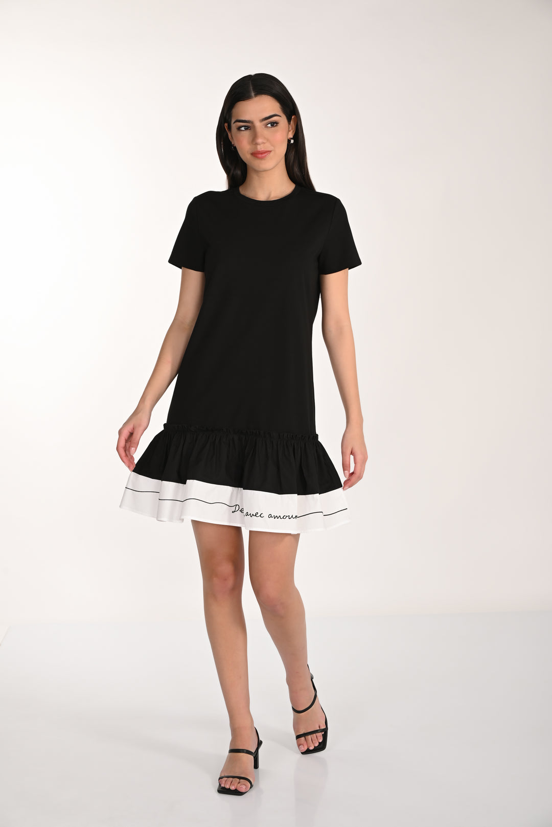 Frank Lyman Ruffle Hem Contrast T-Shirt Dress 266573 – Dream Pants