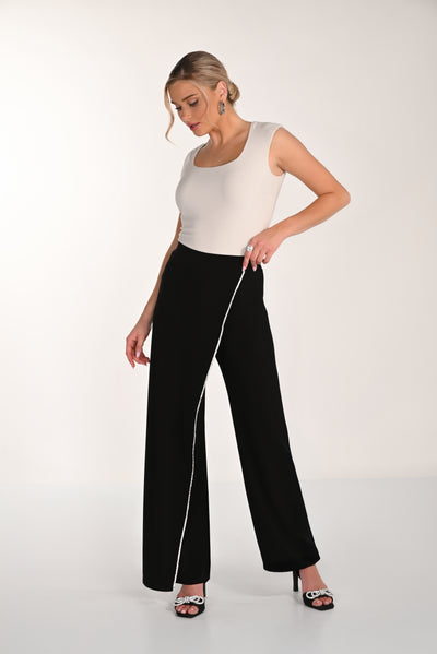 Crystal Trim Palazzo Pants Frank Lyman