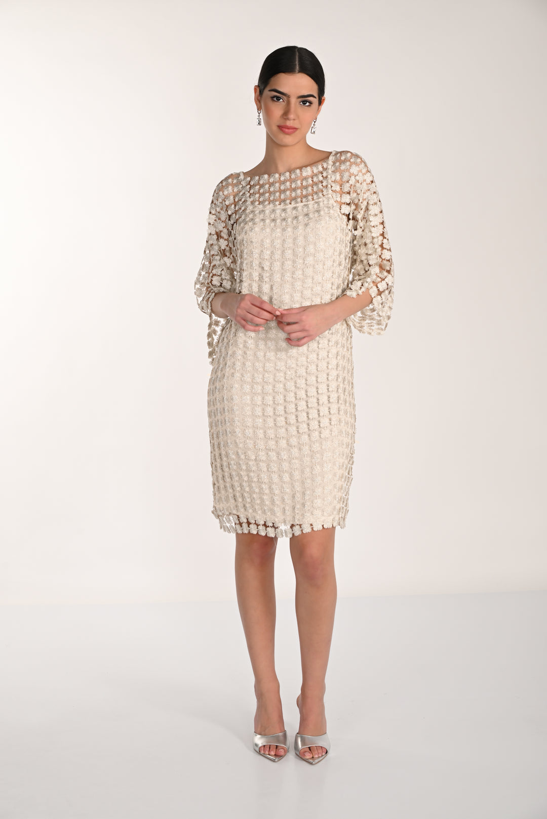 Frank Lyman Champagne Lace Illusion Dress 268517 – Dream Pants