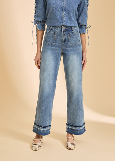 Olivia Cuffed Wide Leg French Dressing Jeans