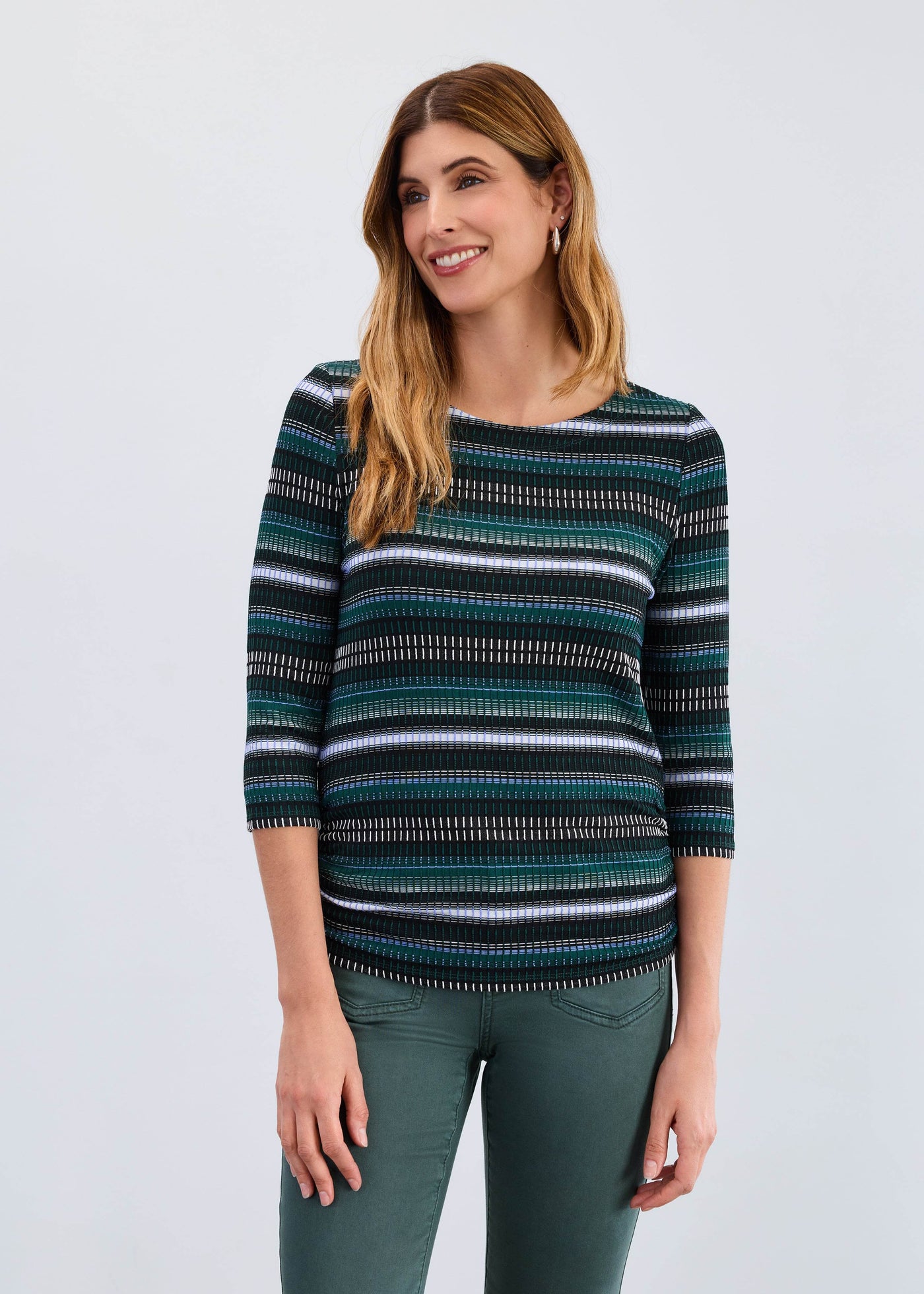 3/4 Sleeve Rushed Side Top - Dream Pants