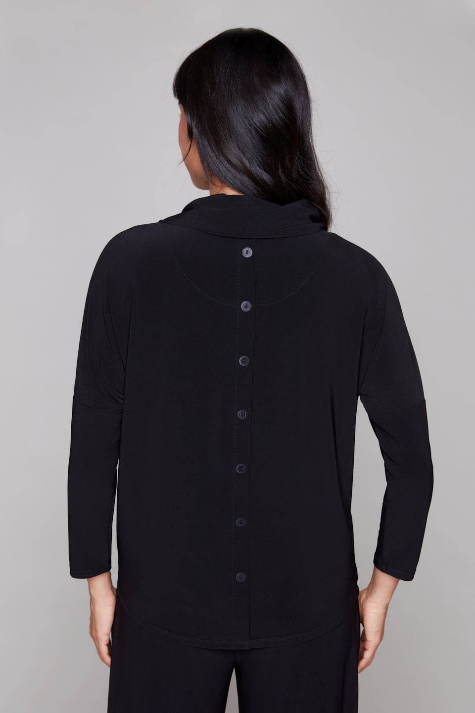 Cowl Neck Top With Back Buttons - Dream Pants