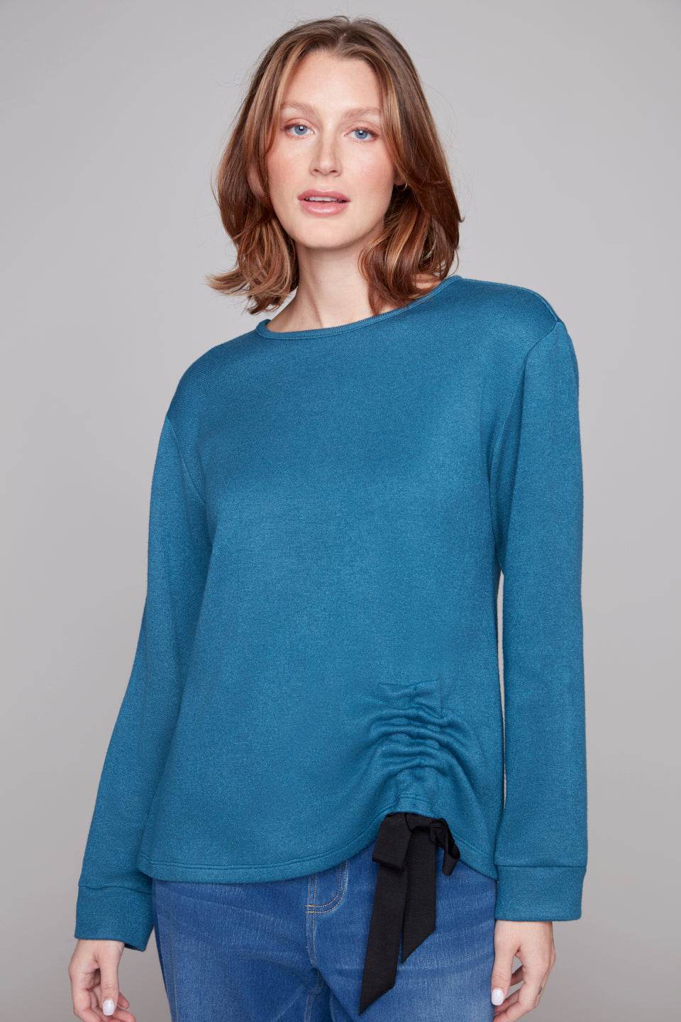 Crewneck Top With Bottom Tie Detail - Dream Pants