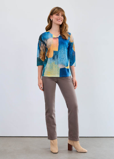 Drop Shoulder Notch Neck Top - Dream Pants