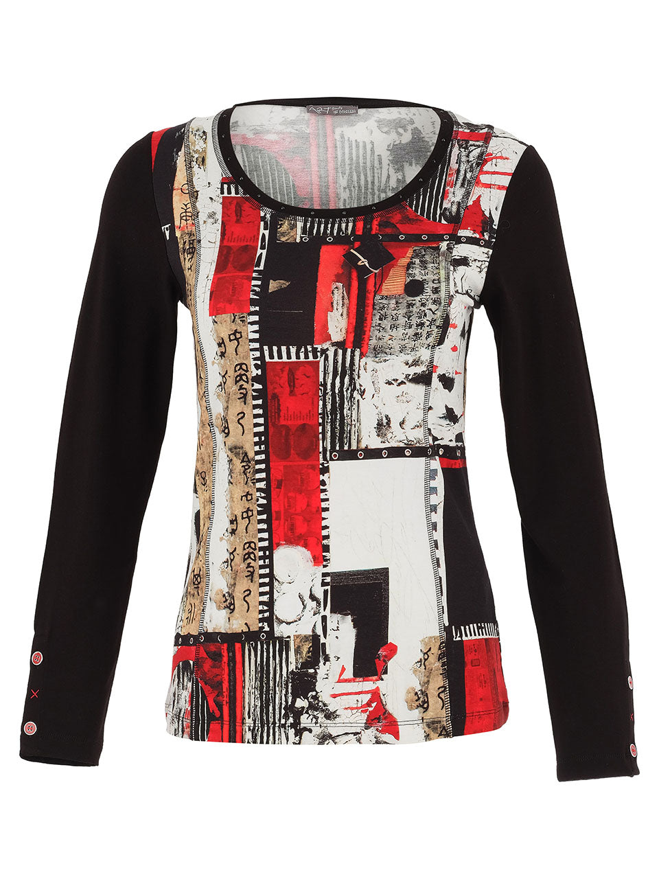 Abstract Patchwork Print Long Sleeve Top Dolcezza